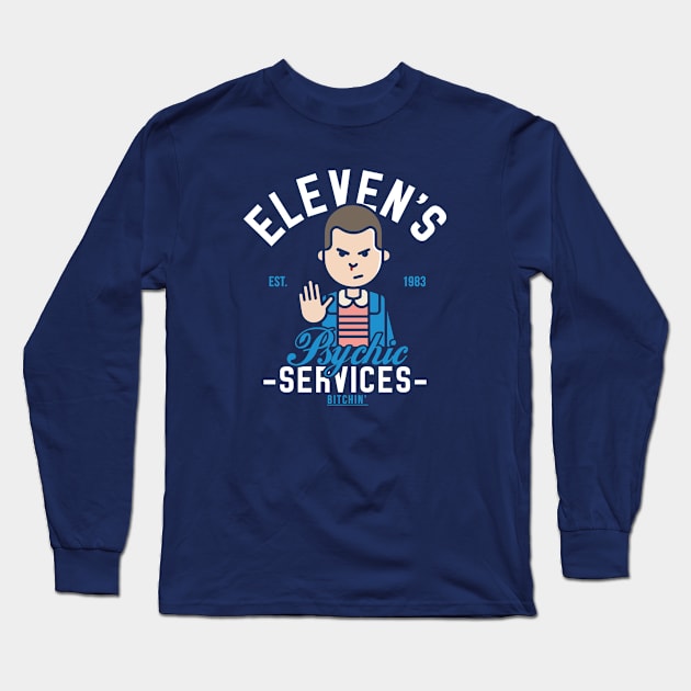 Stranger Things Elevens Psychic Services Long Sleeve T-Shirt by Rebus28